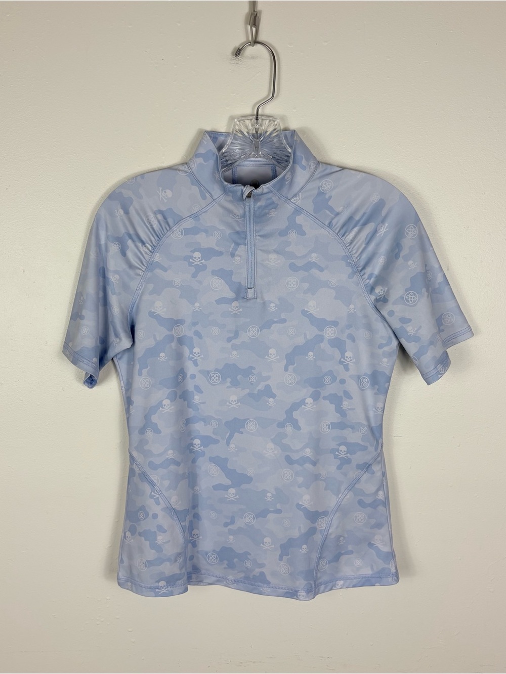 G/Fore Jersey Top Women’s Blue Skull Icon Camo Polo Tech Performanc